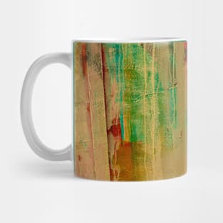 An abstract in pastel shades of soft green and beige. Mug